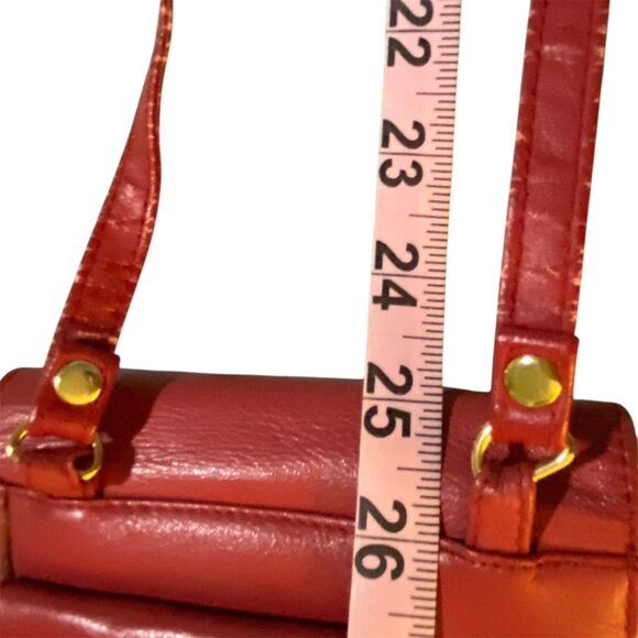Vtg Pierre Cardin Leather Crossbody Handbag Expandable 9x6 Pen Calc Pockets Red - Picture 11 of 15